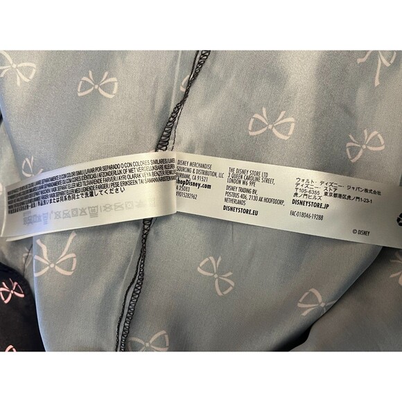 DISNEY Minnie Mouse Satin Kimono Robe Women's S Embroidered Pockets Black Pink - Picture 11 of 11